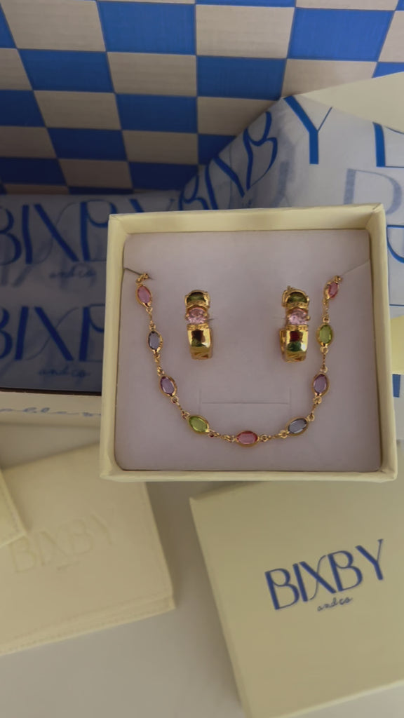Bixby and Co watermelon gemstone set in signature packaging 