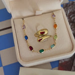 Multicoloured gemstone necklace 
