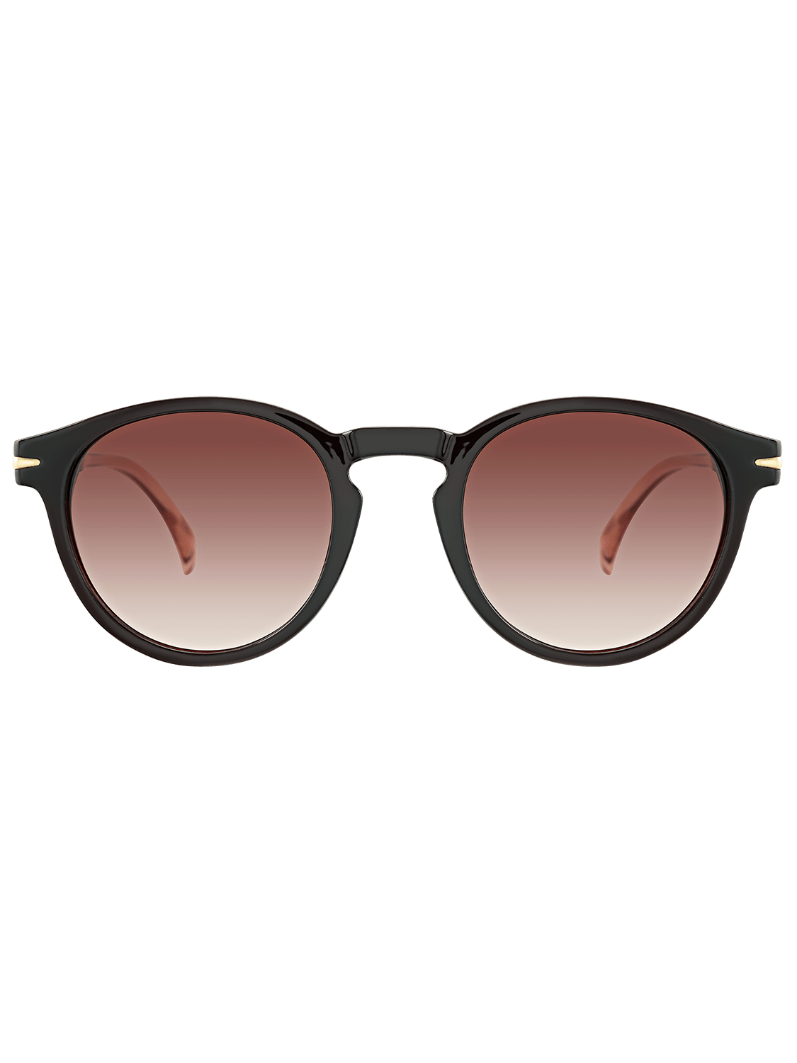 Front view of black round rim sunglasses for men