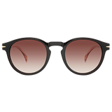 Front view of black round rim sunglasses for men