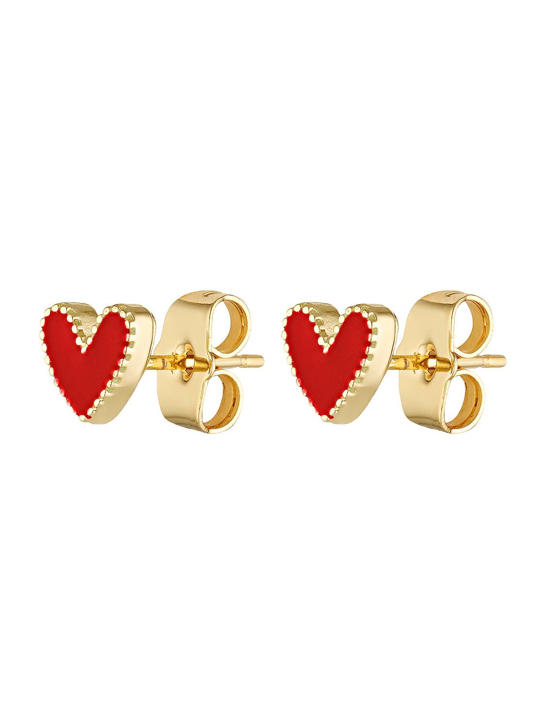 Cute red heart stud earrings