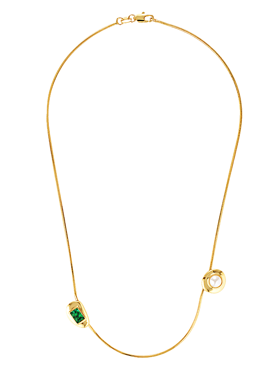 Fine gold fill necklace with emerald and pearl 