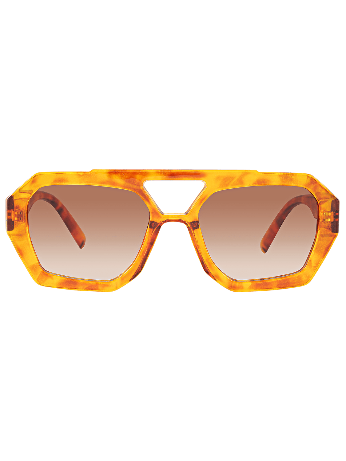 Front view of cool new marmalade orange large frame sunglasses