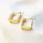 Trinity Hoops | gold square shape hoops 