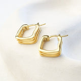 Trinity Hoops | gold square shape hoops 