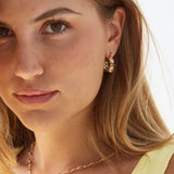 Model in pastel gemstone necklace and earrings set