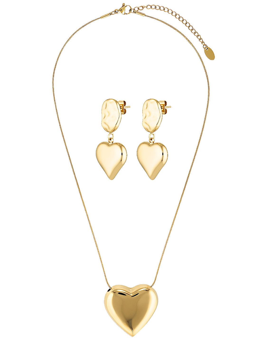 Heart Puff Necklace and Heart Drop Earrings 