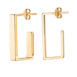 Square shaped stud hoops in gold